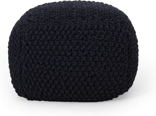Home pouf dark - blue, plush