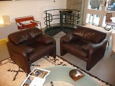 Paire de fauteuils Maralunga en cuir Cassina - Design Vico Magistretti - 1973