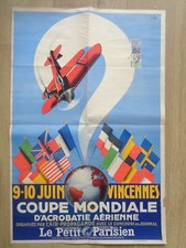 AFFICHE ANCIENNE COUPE MONDIALE ACROBATIE AERIENNE  1934 Aviation vintage poster