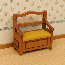 Joli banc-coffre vintage pour maison de poupée