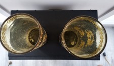 Vases rouleau 1900 peinture dorée La paire 