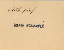 EDITH PIAF CARTE DE VISITE ET