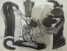 François Arnal Encre et lavis 1956 signée et datée