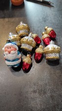 Lot de 10 boules de Noël anciennes en verre 
