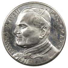 Vatican Médaille papale Jean-Paul II armoiries Vatican cuivre argenté 