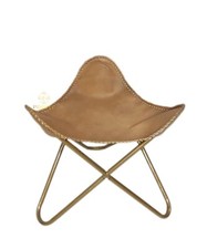 Pouf Ottoman En Acier Émaillé, Repose-Pieds En Cuir Marron PL2-248