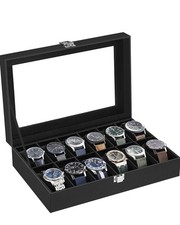 SONGMICS Boîte à Montres à 12 Emplacements, Coffret à Montres, Écrin