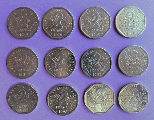 Lot pièces 2 francs - 2,