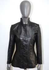 Vintage 1990s Black Leather Fitted Jacket GIVENCHY VISION Size S Made in France