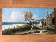 SUPERBE ancien TABLEAU PEINTURE HST Bretagne signé Emile GAUFFRIAUD (1877-1957)