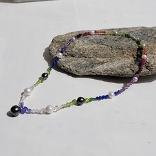 collier argent perle noire