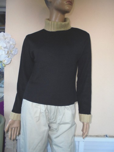 Pull noir col - noir, beige