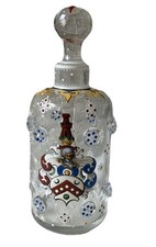 Carafe Verre Émaillé Blason Armoiries Heaume Chevalier Noblesse Héraldique 19ème