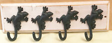 PORTE-MANTEAU BOIS 4 PATERES METAL FIGURANT DES GECKOS VESTIAIRE 
