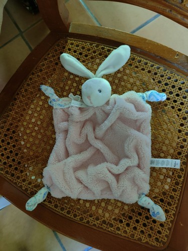 Doudou lapin plume - plume, rose