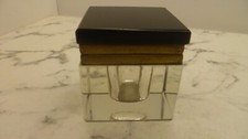 ENCRIER ANCIEN XIX° ART DECO EN CRISTAL  LAITON BUREAU ECRITURE  ANCIENT INKWELL
