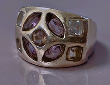 Ancienne bague argent améthyste quartz ring silver bague argent massif T55