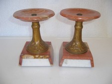 PAIRE DE CASSOLETTES MARBRE GRIOTTE ART NOUVEAU
