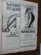 MONTBLANC stylo + MARCHAL TRILUX superphare pub papier l'ILLUSTRATION 1927