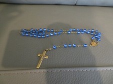 chapelet en argent et perle bleu 43.5 cm plaqué or