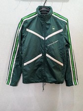 Veste en nylon Adidas Porsche Design vert foncé à rayures capuche amovible...