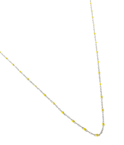 Collier perles résine - , jaune