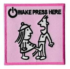 Ecusson humour wake press here comique transfert patche patch badge