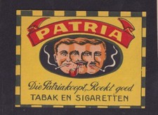 Ancienne  étiquette  paquet Allumette Belgique BN160080 Tabac Patria Homme