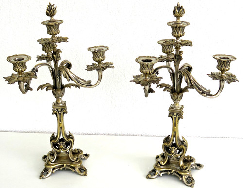 Paire candelabres bronze - candelabres,