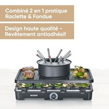 Appareil Fondue Raclette 8 Pers 2 en 1 Plaque Cuisson Thermostat Réglable 1 400W