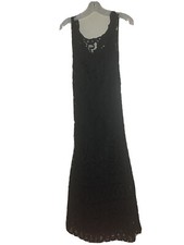 Plaza South Ladies Dress Black Size 10 V Neck Sheer Lined  NICE!! B:A013   