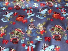 coupon tissu enfant  "  Pirates  "       72  X 98   cm 