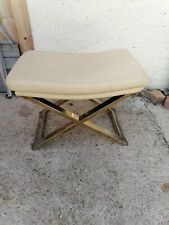 Repose pieds structure laiton  Skaï ou cuir crème  vintage 1950 60 