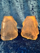 Paire de tulipes signée DEGUE à la feuille d'erable art deco