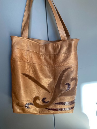 Sac cabas cuir - beige, recyclé