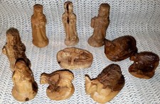 10 PIECE CARVED WOOD NATIVITY SET OLIVE? *** FREE SHIPPING ***