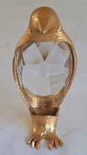 Figurine pingouin en Cristal type Swarovski monture en métal peinte en doré