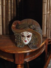 Ancien masque vénitien petit format vintage décoratif collection carnaval rétro