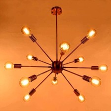 Lustre En Laiton Sputnik Du Milieu Du Siècle À 12 Bras