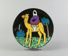 Assiette céramique noire chameau Tunisie, Afrique du Nord, Nabeul décorative 