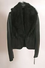 Veste blazer manteau faux collier de fourrure détachable Claudia Strater en cuir véritable