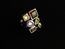 Bague Argent 925 + Pières colorées - Silver Ring + Colored Stones - Taille 57
