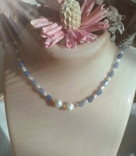  Collier perles de Culture D'eau Douce+ Perles Sodalite.