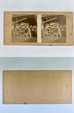 Hommes réparant une roue d'une charrette, Vintage albumen print, ca.1870, S