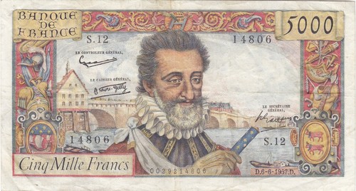 5000 francs henri du - francs, iv