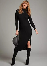 Robe tricotée noire côtelée - tricotée,