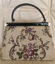 Antique vintage années 1940 tapisserie floral sac à main sac,Vintage Bag