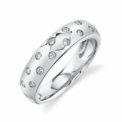 14k blanc chaton jonc bague - 14k,