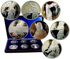 FRANCE Fr 6X 100 Francs (frs) 1993 BE (ESSAI) Coffret du LOUVRE ARGENT FDC PROOF