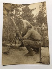 Belle Photo Poilu Au Bois Sacré Mortier Pneumatique Brandt Tranchée Guerre Ww1